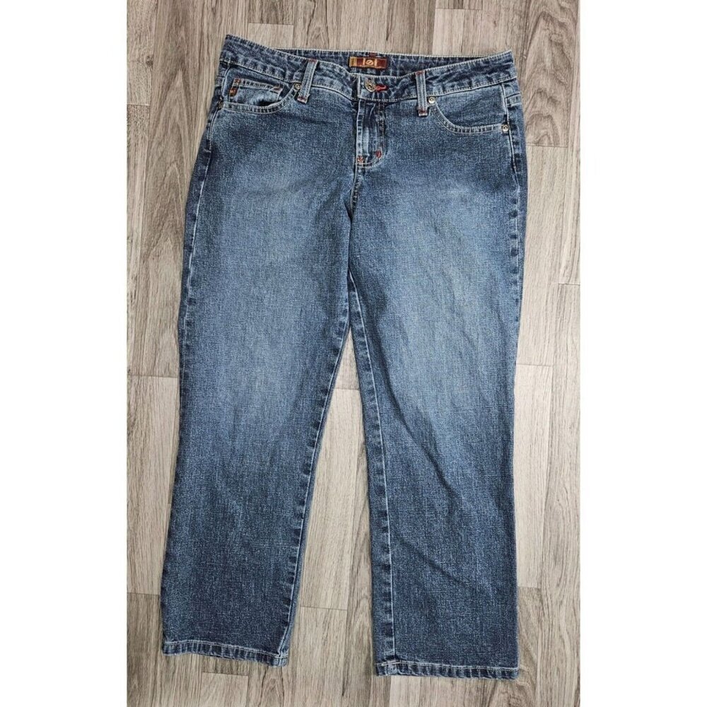 (3/$35) L.E.I. Juniors Size 9 Pockets Straight Leg Cropped Denim Blue Jeans